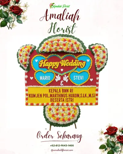 Karangan Papan Bunga Pernikahan di Marga Dauh Puri